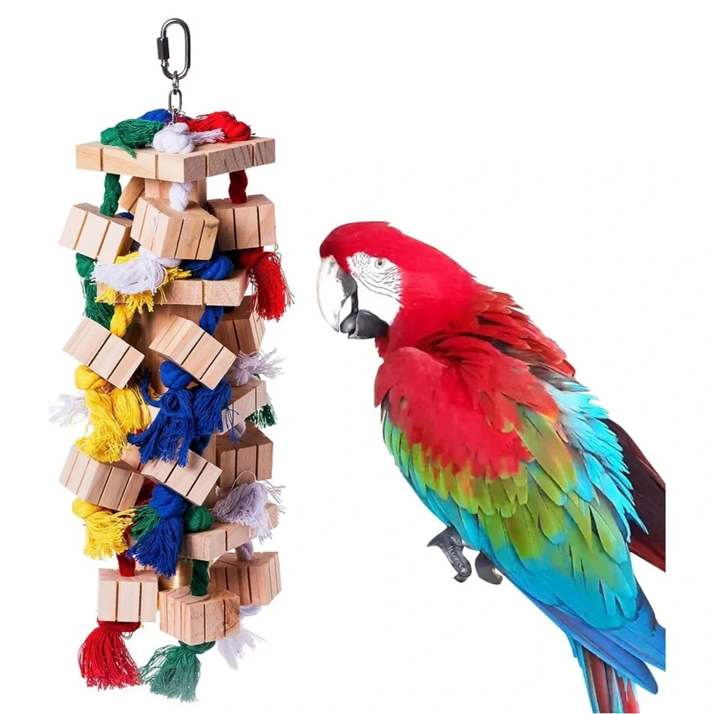 Large Bird Toy Durable Wooden Bird Chew Toy for Medium and Large-Sized Birds